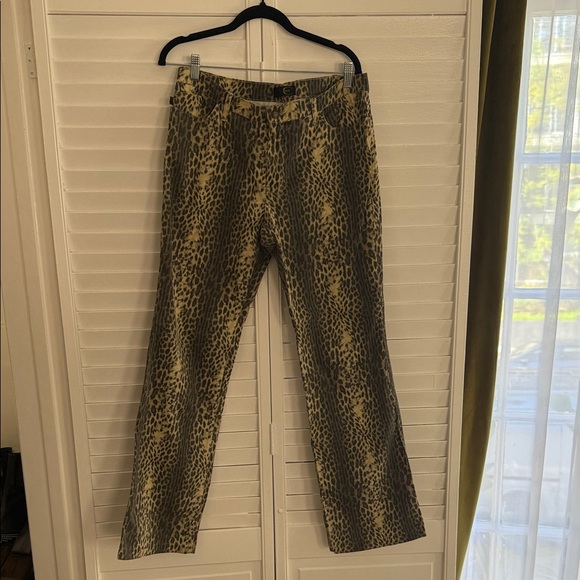 Roberto Cavalli Just Cavalli leopard Print Straight Leg Pants size L/XL - Picture 2 of 8